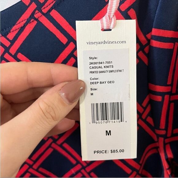 Vineyard Vines Printed Sankaty Boatneck Simple Tee Deep Bay Geo - Picture 9 of 16